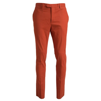 Bencivenga orange straight fit bukser med struktureret talje og rene folder. 100% originale brands