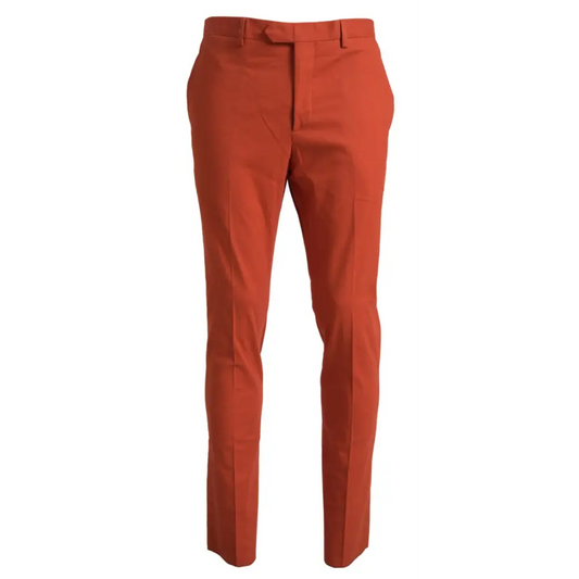 Bencivenga orange straight fit bukser med struktureret talje og rene folder. 100% originale brands