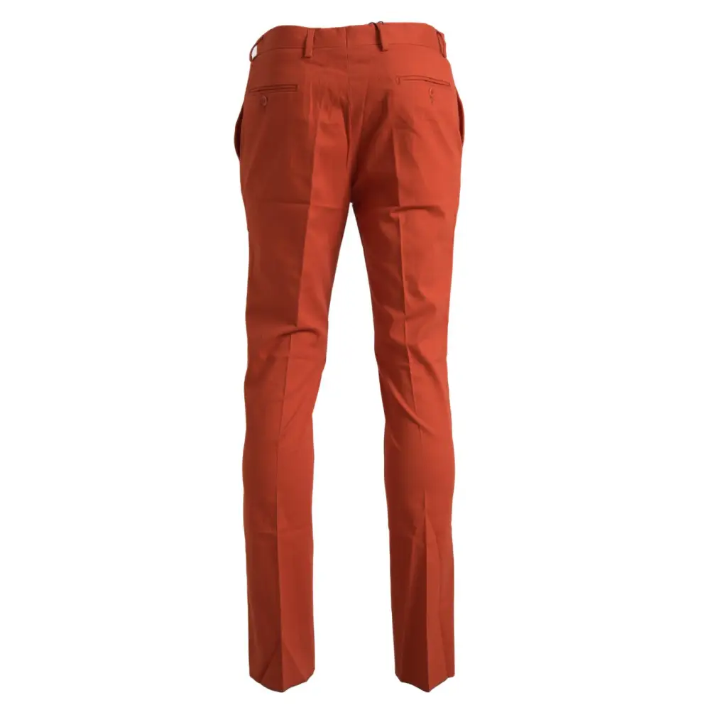 Bencivenga orange straight fit bukser, 100% originale brands, rust-orange chinos bagside