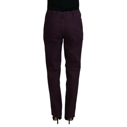 BENCIVENGA Purple Cotton Mid Waist Women Tapered Pants