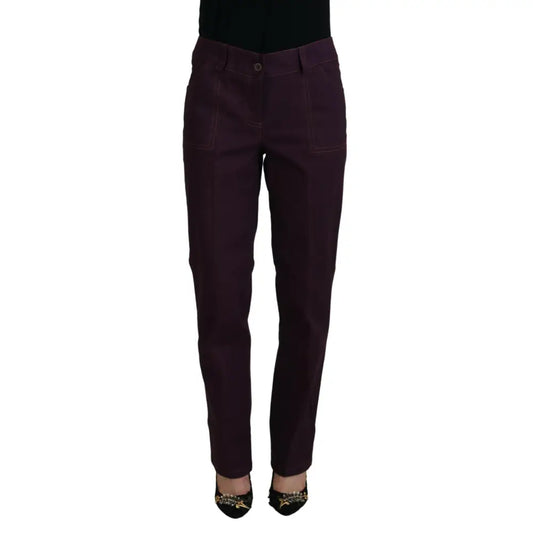 BENCIVENGA Purple Cotton Mid Waist Women Tapered Pants