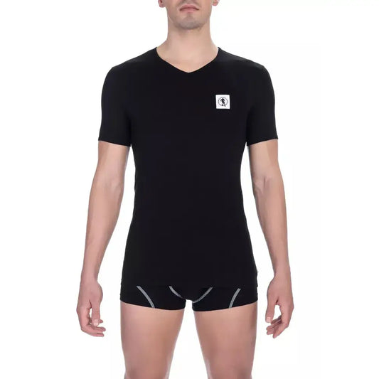 Bikkembergs Black Cotton Men's V-Neck T-Shirt