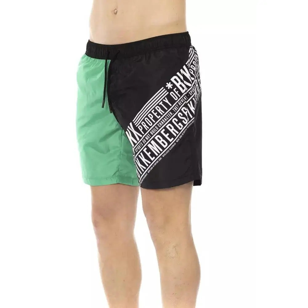 Bikkembergs Green Polyester Men Swim Short