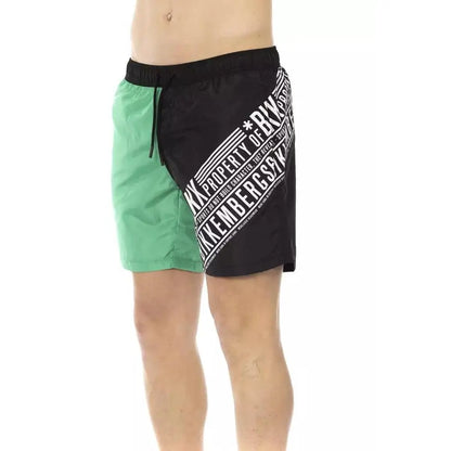 Bikkembergs Green Polyester Men Swim Short