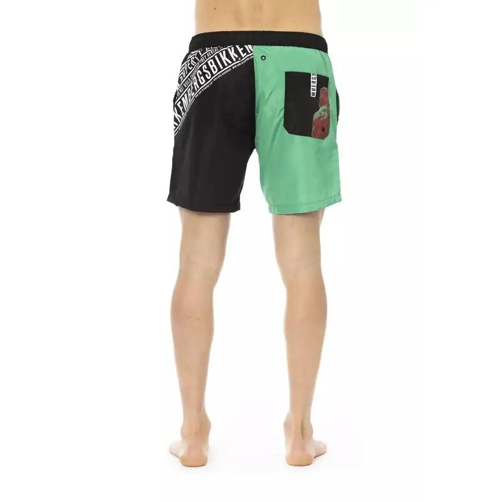 Bikkembergs Green Polyester Men Swim Short