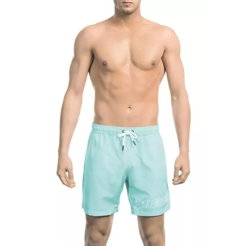 Bikkembergs Light Blue Polyester Men Swim Short