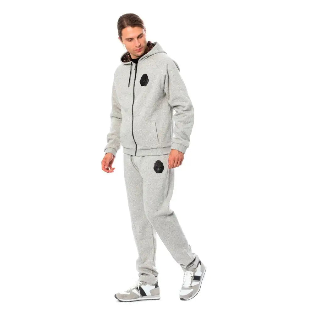 Billionaire Italian Couture Gray Cotton Hooded Sweatsuit