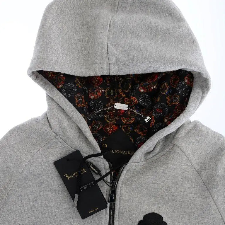 Billionaire Italian Couture Gray Cotton Hooded Sweatsuit