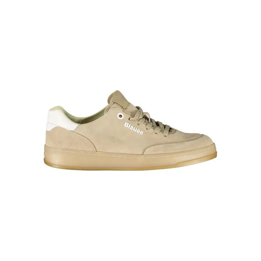Blauers beige læder sneakers i beige med hvid hælhætte