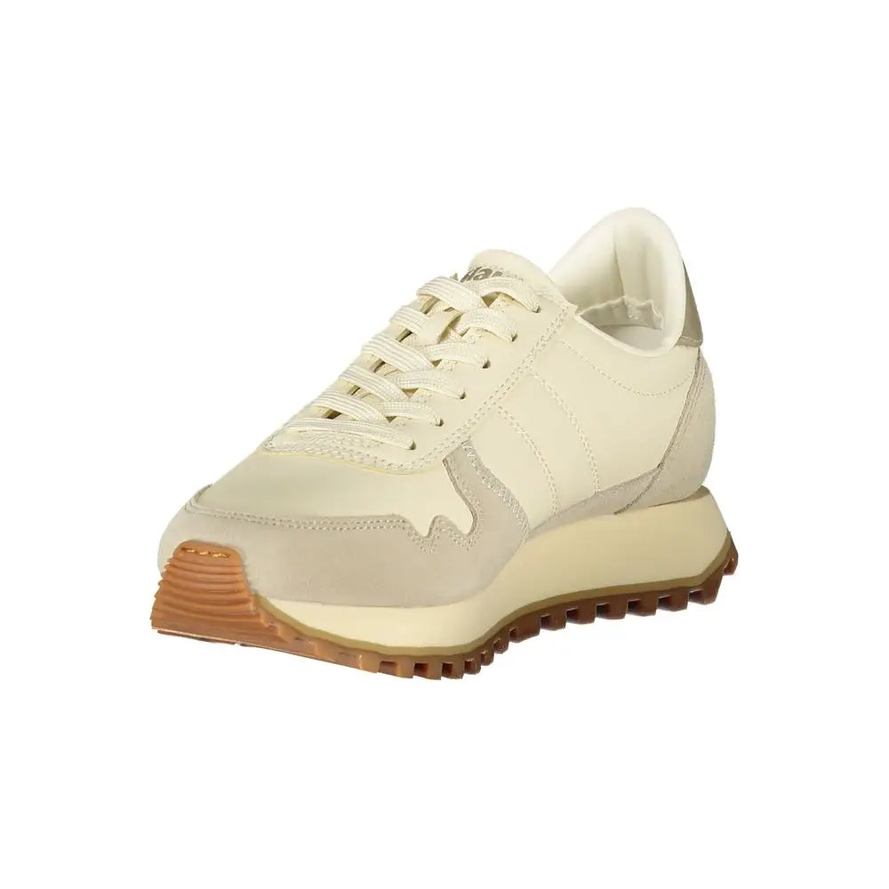 Blauer beige leather women sneaker i cremfarvet suede og læder med tan gummisål
