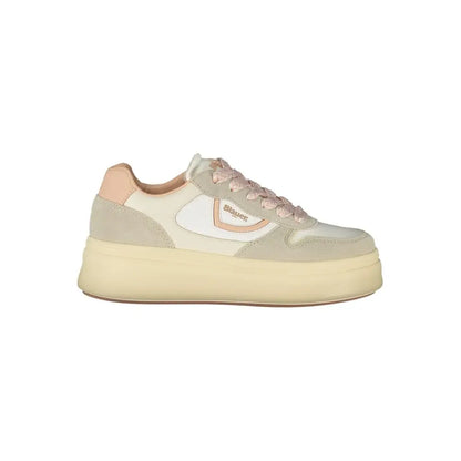 Blauer Bianco Polyurethane Women Sneaker i beige og hvid med pink snører