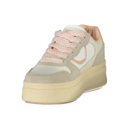Blauer Bianco polyurethane kvinders sneaker i pastel pink og beige med vævet snøre