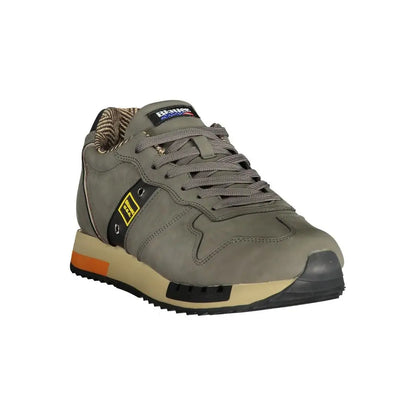 Blauer olivegrønne suede sneakers med accenter. Outlet mærkevarer, spar 30-70%
