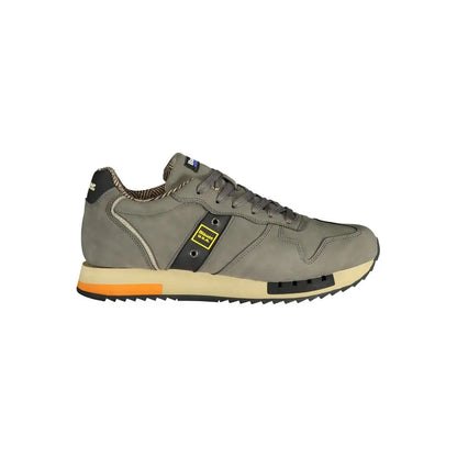 Grå Blauer suede sneakers med sorte og orange detaljer. Outlet mærkevarer, spar 30-70%