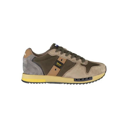 Blauer Green læder herresneaker i oliven og beige