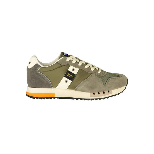 Blauer’s grønne polyester sneakers i olivengrøn og beige med orange midsole