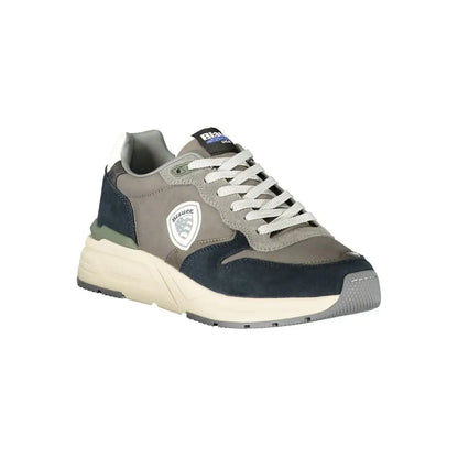 Blauer Grigio polyurethane sneakers i grå navy suede med hvide snører