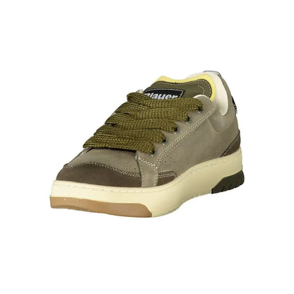Blauer Verde olive green suede sneaker med beige detaljer og gul hæl. Spar 30-70% på originale brands