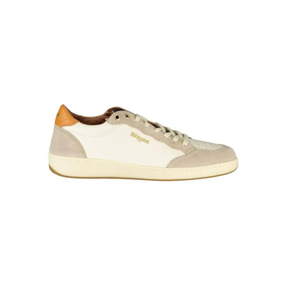 Blauer white leather herresneaker i hvid og beige semsket med tan hæl