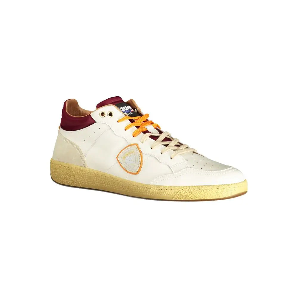 Hvide polyester sneakers Blauer med hvide læder, maroon accenter