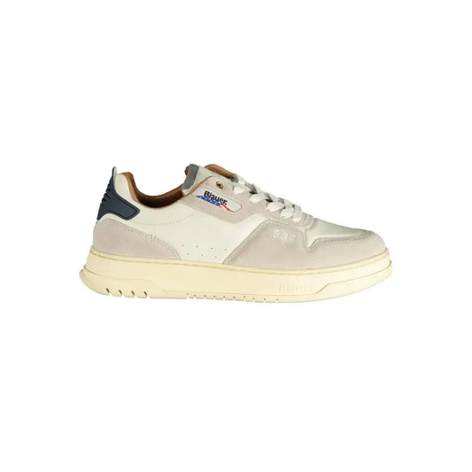 Blauer white polyethylene sneakers i beige og navyblå semsket med hvide snører