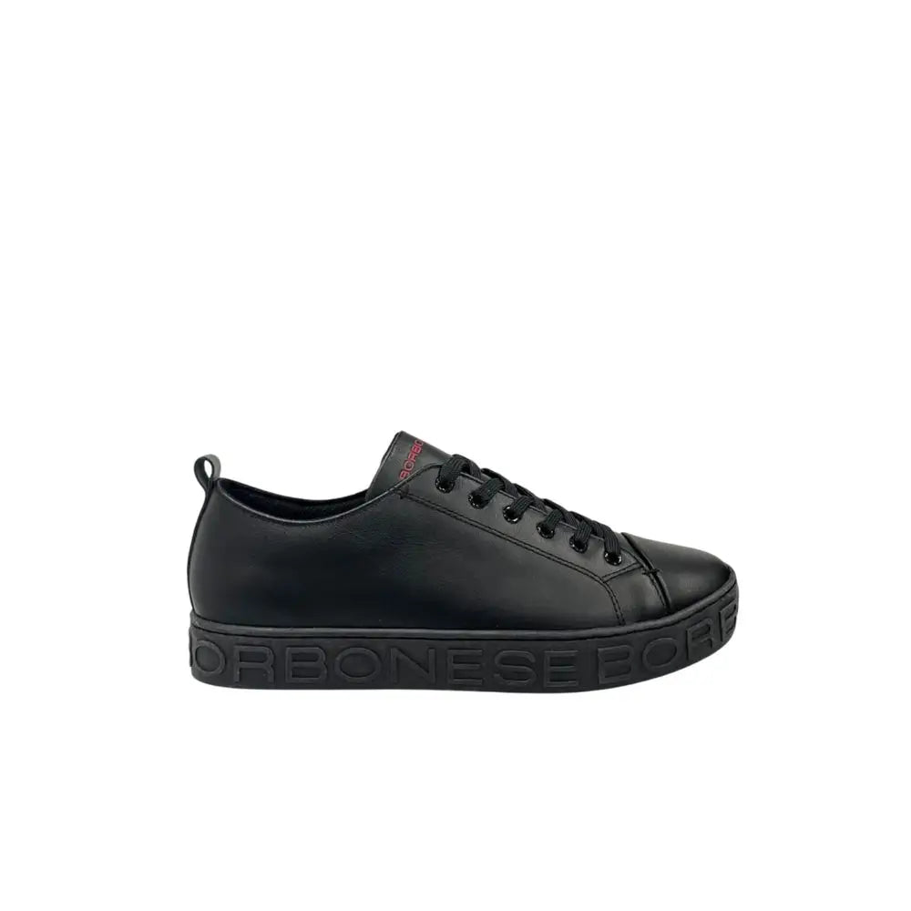 Borbonese Black Leather Men Sneaker - 42 - Sneakers