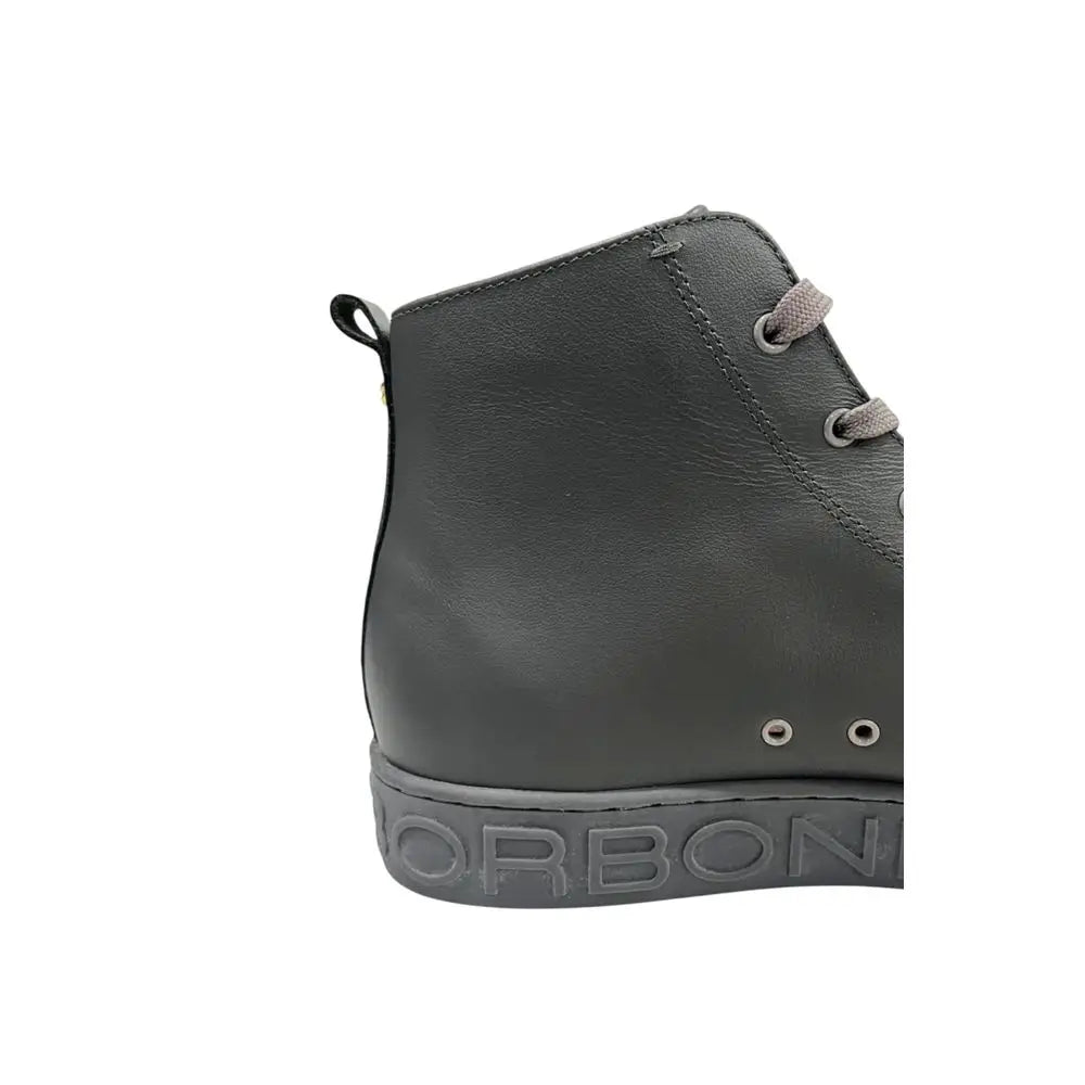 Borbonese grey genuine læder herresneaker i mørkegrå med tekstureret sål