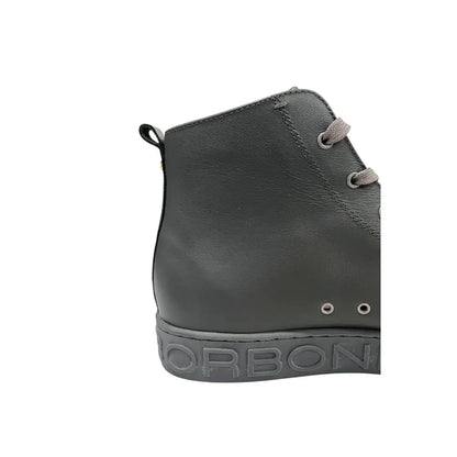 Borbonese grey genuine læder herresneaker i mørkegrå med tekstureret sål