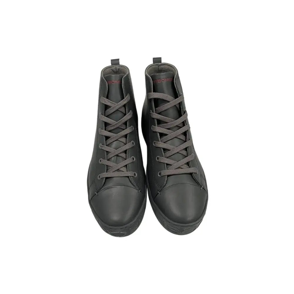 Borbonese grey genuine leather sneakers with black high-tops