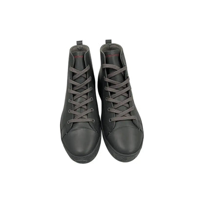 Borbonese grey genuine leather sneakers with black high-tops