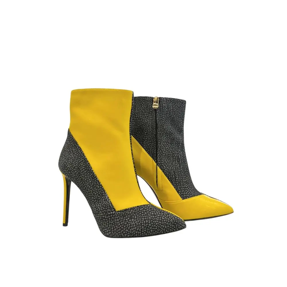 Borbonese Yellow Genuine Leather Women Boot - 37 - Højhælede sko