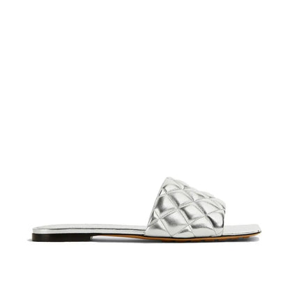 Bottega Veneta Silver Calfskin Sandals - 36 - Sandaler