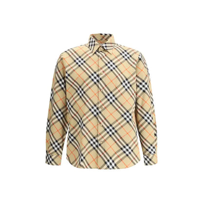 Burberry Archive Check skjorte i beige, sort, hvid og orange tern med klassisk krave