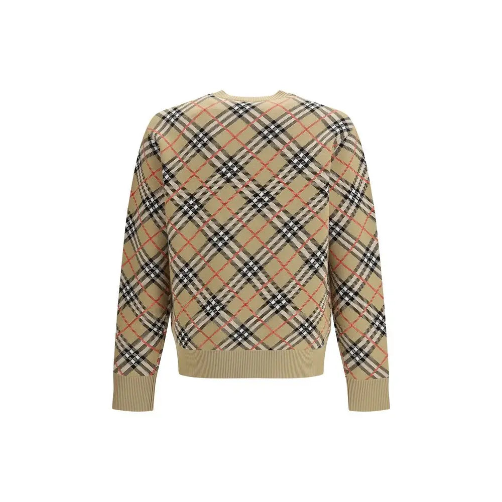 Burberry beige cotton sweatshirt med check og striber