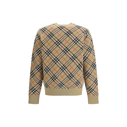 Burberry beige cotton sweatshirt med check og striber