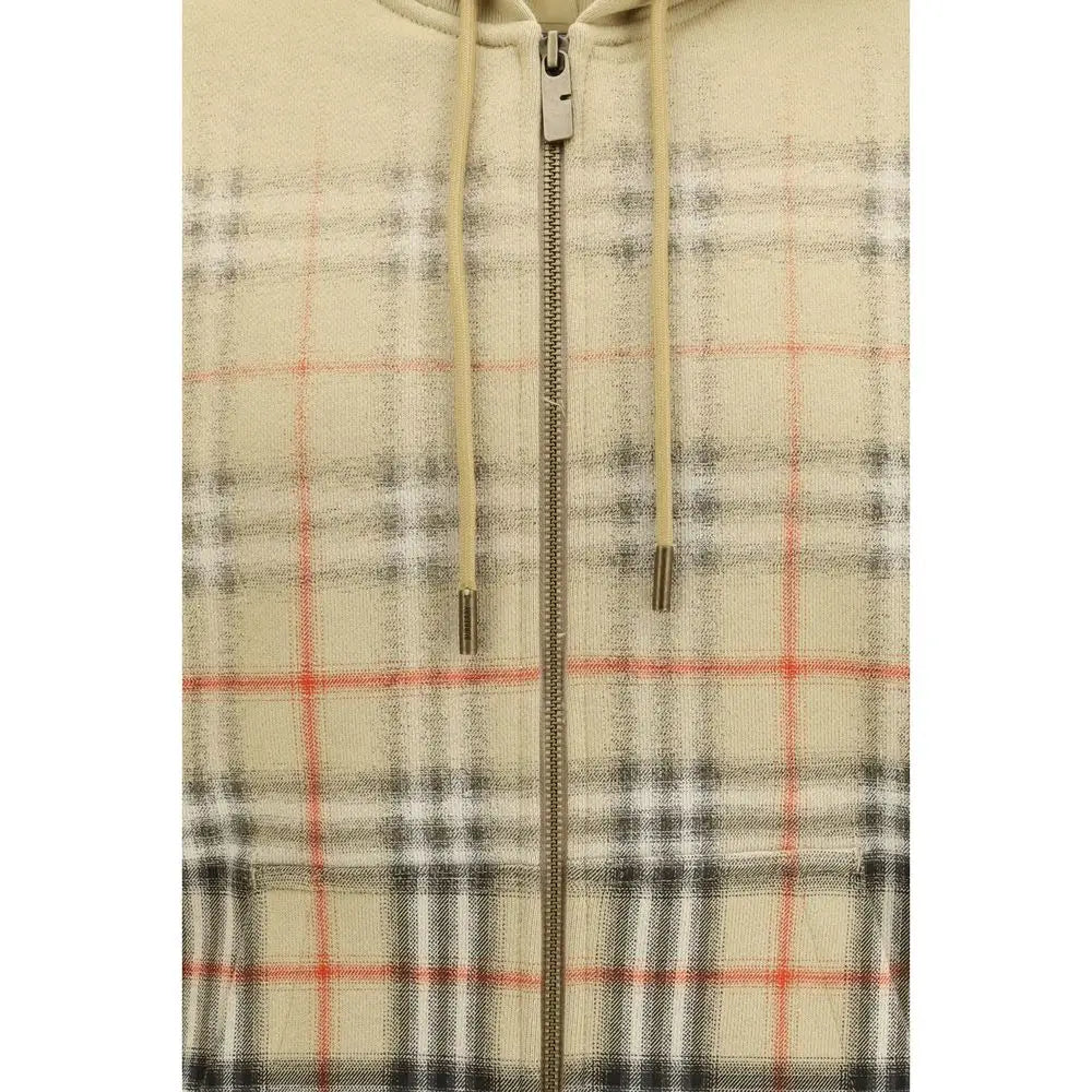 Burberry beige cotton sweatshirt med signaturstil i beige og sort