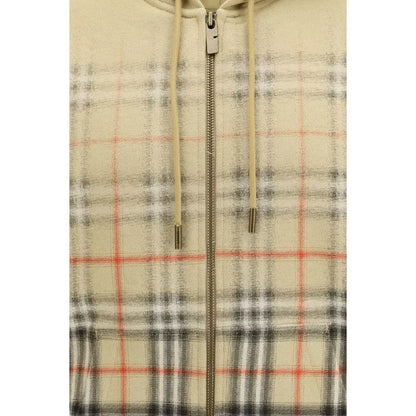 Burberry beige cotton sweatshirt med signaturstil i beige og sort