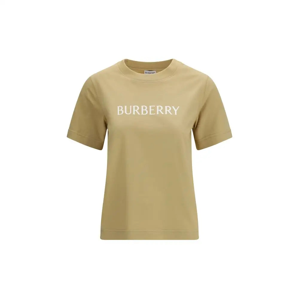 Burberry beige cotton t-shirt with white embroidered logo