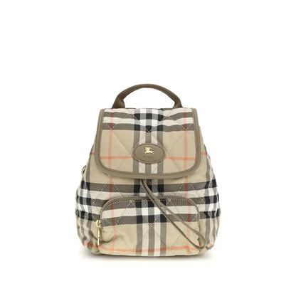 Burberry beige polyamide backpack med sort-hvid ternet mønster