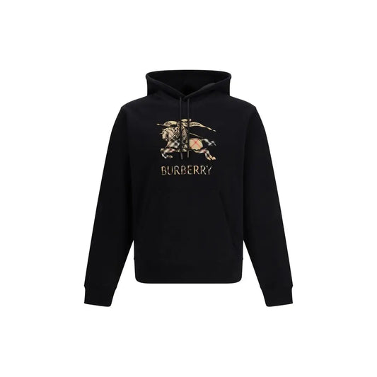 Burberry black cotton sweatshirt med beige-brun ridderbroderi