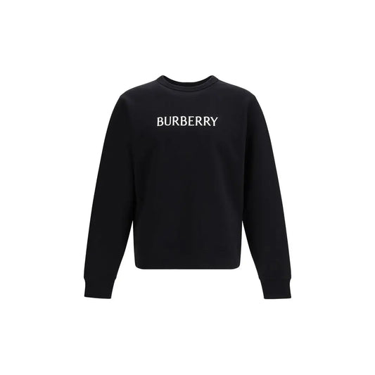 Burberry black cotton sweatshirt med hvid broderet logo på brystet