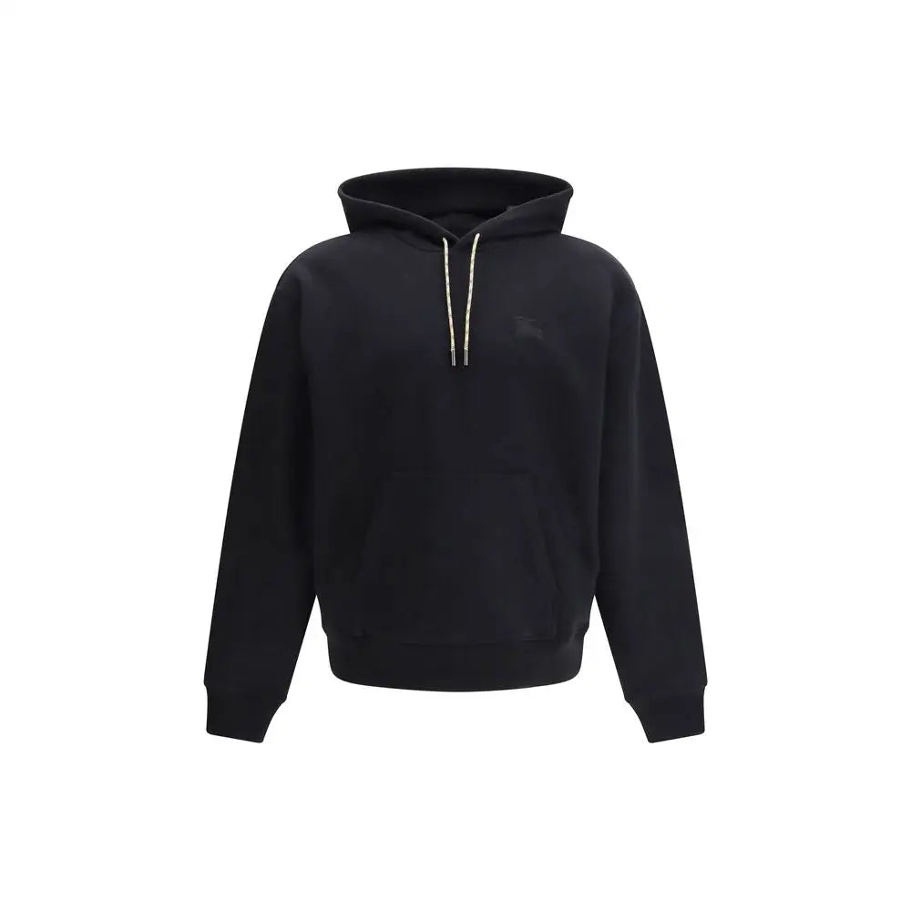 Burberry black cotton sweatshirt with white drawstrings and embroidered logo