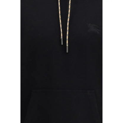 Burberry black cotton sweatshirt med sort hætte og geometrisk mønster
