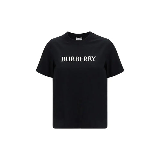 Burberry black cotton t-shirt med hvid broderet logo