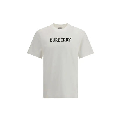Hvide bomulds t-shirt fra Burberry med sort logo på brystet