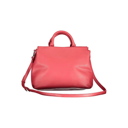 Sleek Byblos beige polyurethane tote bag in coral-red leather