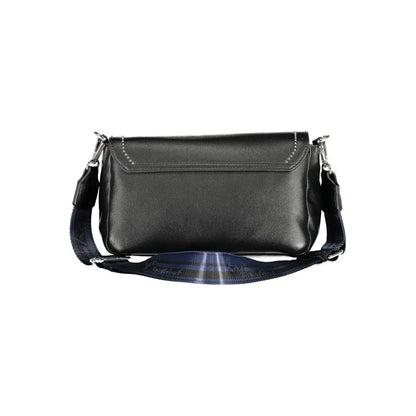 Byblos sort læder crossbody taske med rutebånd, 100% originale brands, spar 30-70%