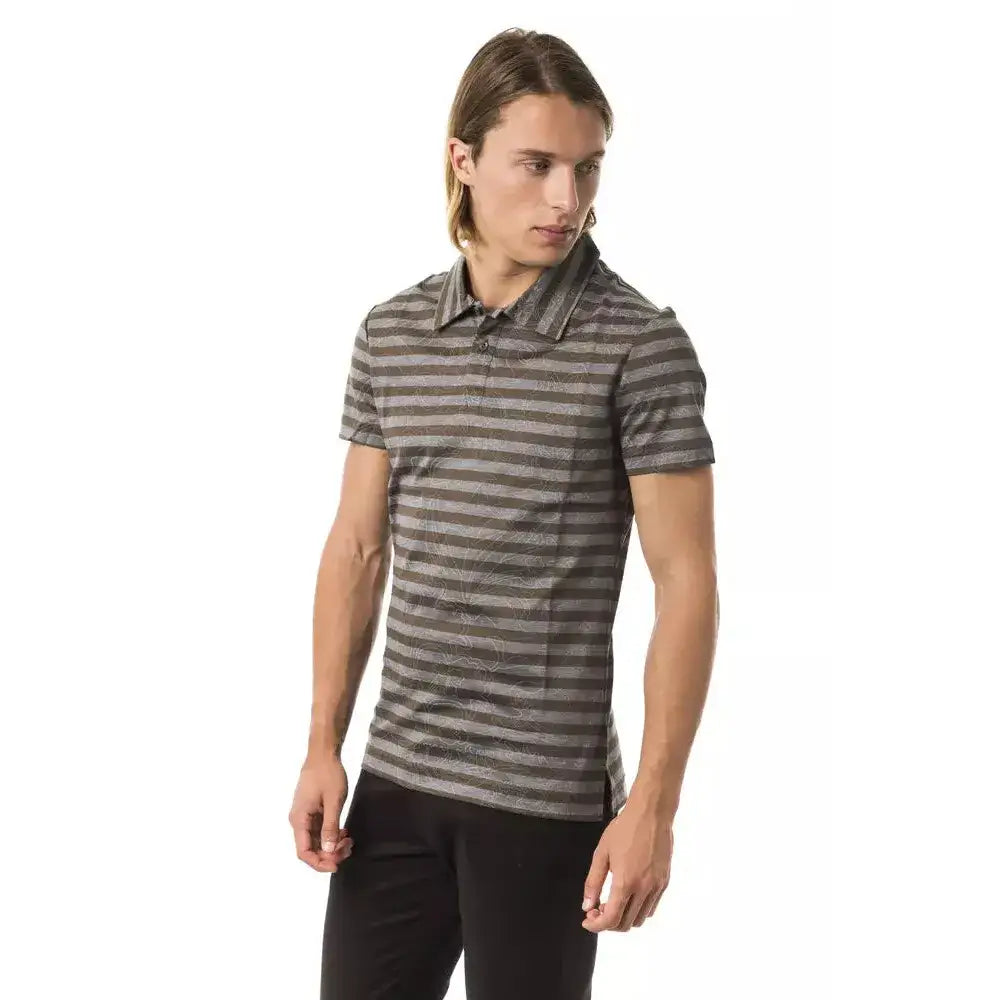 BYBLOS Gray Cotton Men Polo Shirt