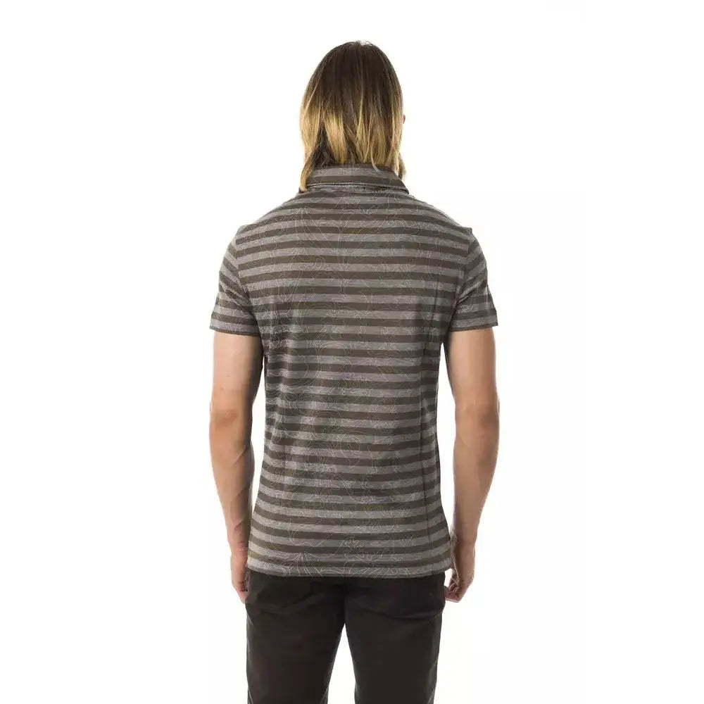 BYBLOS Gray Cotton Men Polo Shirt