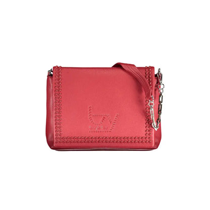 Rød læder crossbody taske med sølvkæde og nib trim fra Byblos Rosso Polyurethane